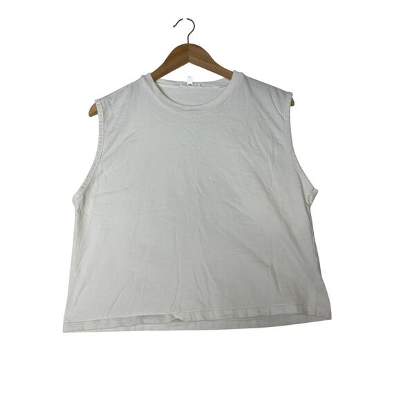 Reformation White 100% Organic Cotton Boxy Muscle Tank Clean Girl sz L Casual - Picture 1 of 7
